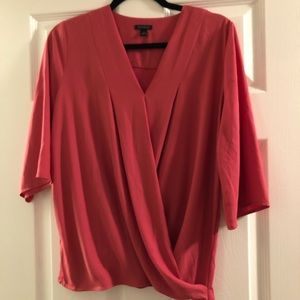 Ann Taylor pink wrap blouse